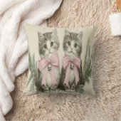 Weihnachtskätzchen mit rosa Bogen Kissen (Decke)