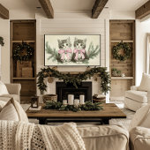 Weihnachtskätzchen mit rosa Bogen Poster