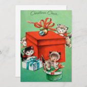 Weihnachtskätzchen nach Geschenken Feiertagskarte (Vorne/Hinten)