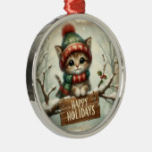 Weihnachtskätzchen Ornament Aus Metall (Rechts)