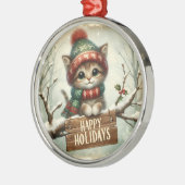 Weihnachtskätzchen Ornament Aus Metall (Links)