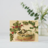 Weihnachtskätzchen schlafen mit Berries Feiertagspostkarte (Stehend Vorderseite)