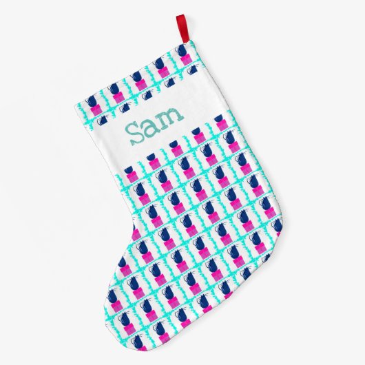 Weihnachtskätzchen und Geschenke Großer Weihnachtsstrumpf (Rückseite (Hängend))