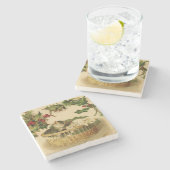 Weihnachtskätzchen und Holly Stone Untersetzer (Seitenansicht)