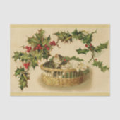 Weihnachtskätzchen und Holly Tissue Seidenpapier (Vorderseite)