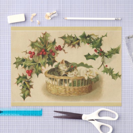 Weihnachtskätzchen und Holly Tissue Seidenpapier (Handwerk)