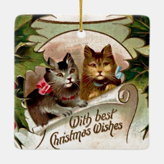 Weihnachtskätzchen - Weihnachtsdesign Keramikornament (Rückseite)