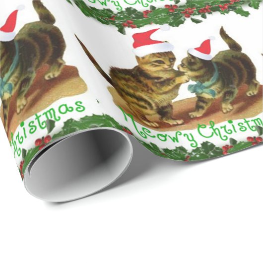 Weihnachtskätzchen Weihnachtsverpackung Geschenkpapier (Rolleneckpunkt)