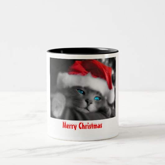 Weihnachtskätzchen Zweifarbige Tasse (Mittel)