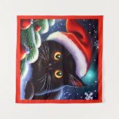 Weihnachtskatze 1 wandteppich (Vorderseite (Horizontal))