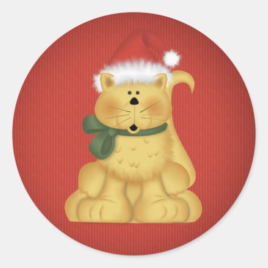 Weihnachtskatze 1 - Weihnachtsaufkleber Runder Aufkleber (Vorderseite)