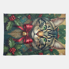 Weihnachtskatze 2024 geschirrtuch