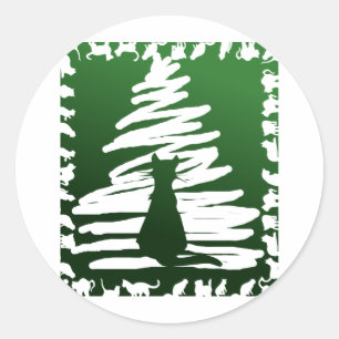 Weihnachtskatze 2 runder aufkleber