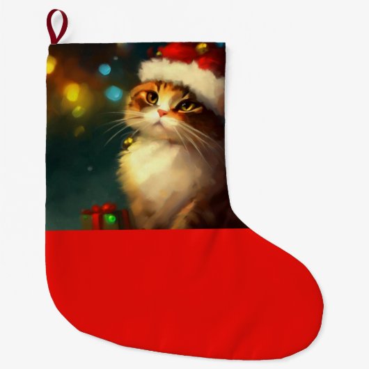 Weihnachtskatze 3 großer weihnachtsstrumpf (Vorderseite)