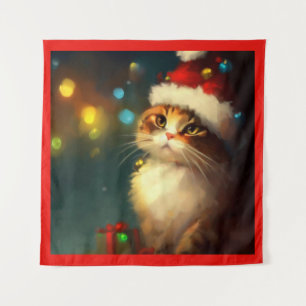 Weihnachtskatze 3 wandteppich