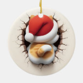 Weihnachtskatze 3D-Effekt NICHT eigentlich 3D Keramik Ornament (Hinten)