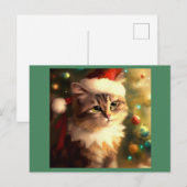 Weihnachtskatze 4 feiertagspostkarte (Vorne/Hinten)
