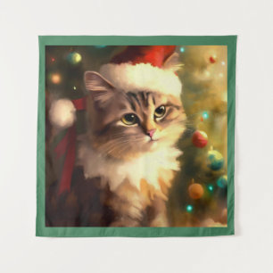 Weihnachtskatze 4 wandteppich