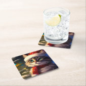 Weihnachtskatze 5 rechteckiger pappuntersetzer (Vor Ort)