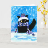 Weihnachtskatze 5" x 7" Klappkarte Karte (Gelbe Blume)