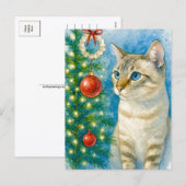 Weihnachtskatze an der Baum Postkarte (Vorne/Hinten)