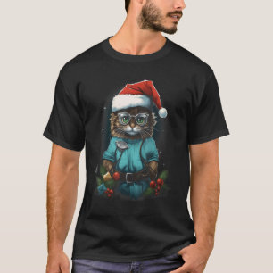 Weihnachtskatze Anästhesist Lustige Katze Medizin T-Shirt