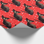 Weihnachtskatze auf Sternen Geschenkpapier (Ecke)