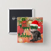 Weihnachtskatze auf Weihnachtskugel-Hintergrund Button (Vorne & Hinten)