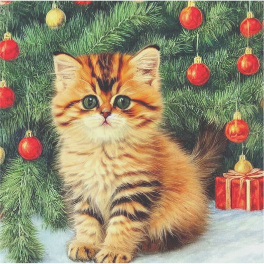 Weihnachtskatze Aufkleber (Vorderseite)