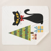 Weihnachtskatze aus dem Mittelalter Sherpa Blanket Sherpadecke (Vorderseite (Horizontal))
