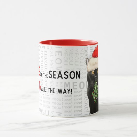 Weihnachtskatze Black Bombay Breed Tasse (Zentrum)