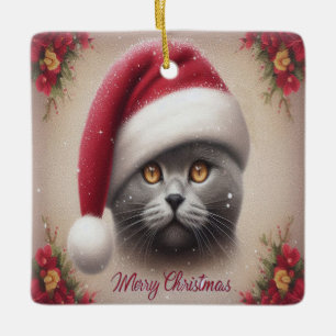 Weihnachtskatze Bombay, Frohe Weihnachten Bombay K Keramikornament