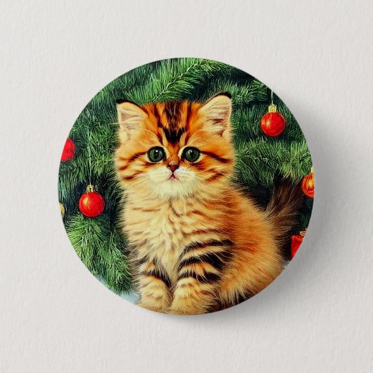 Weihnachtskatze Button (Vorderseite)