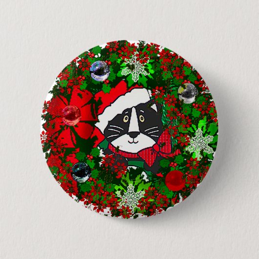 Weihnachtskatze Button (Vorderseite)