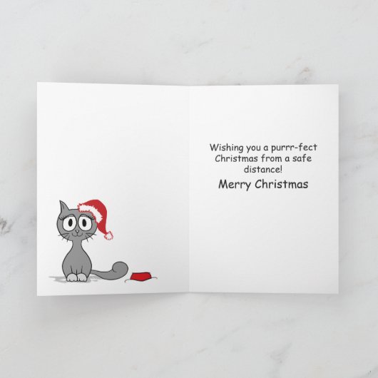 Weihnachtskatze COVID No Kisses Holiday Gruß Karte (Innenseite)