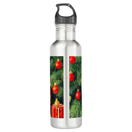 Weihnachtskatze Edelstahlflasche (Rückseite)