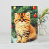 Weihnachtskatze Einladung (Stehend Vorderseite)