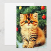 Weihnachtskatze Einladung (Vorne/Hinten)