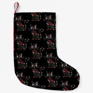Weihnachtskatze erfand Schneeblumen Lustige Katzen Kleiner Weihnachtsstrumpf