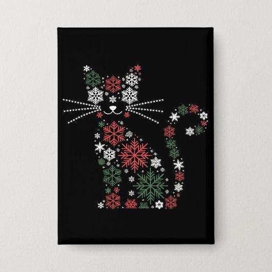 Weihnachtskatze erfand Schneeflocken Lustige Katze Button (Vorderseite)