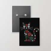 Weihnachtskatze erfand Schneeflocken Lustige Katze Button (Vorderseite/Rückseite)