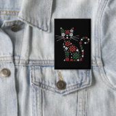 Weihnachtskatze erfand Schneeflocken Lustige Katze Button (Insitu)