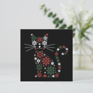 Weihnachtskatze erfand Schneeflocken Lustige Katze Feiertagskarte