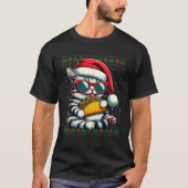 Weihnachtskatze Essen Taco Ugly Weihnachtskraut T-Shirt (Vorderseite)