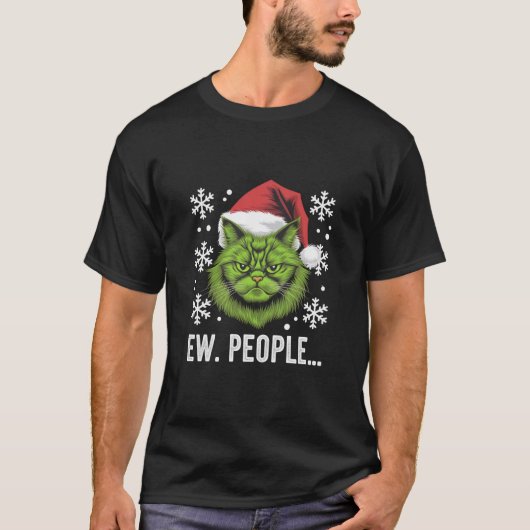 Weihnachtskatze Ew People Meowy Cat Lovers T-Shirt (Vorderseite)