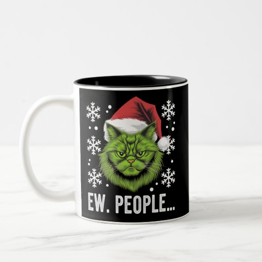 Weihnachtskatze Ew People Meowy Cat Lovers Zweifarbige Tasse (Links)