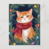 Weihnachtskatze Feierliche Begleiter Feiertagspostkarte (Vorderseite)