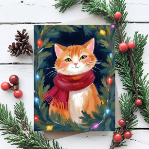 Weihnachtskatze Feierliche Begleiter Feiertagspostkarte