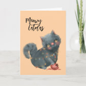 Weihnachtskatze Feiertagskarte (Vorderseite)