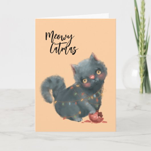Weihnachtskatze Feiertagskarte (Vorderseite)